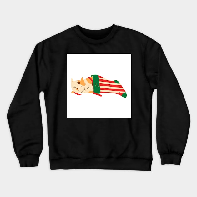 Cat Sleeping in Christmas Stocking Crewneck Sweatshirt by Art by Ergate